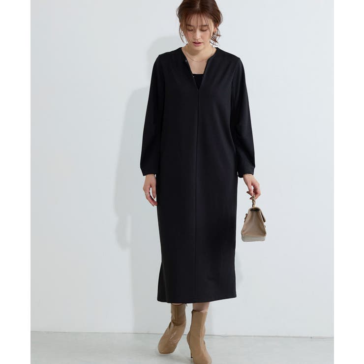 ブラック | 2wayキーネックポンチワンピース ワンピース キーネック | Pierrot