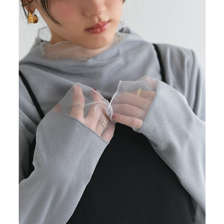 ラメ/シルバーグレー | 選べる柄チュールハイネックカットソー カットソー 起毛裏地 | Pierrot