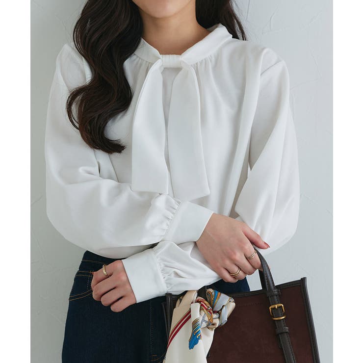 オフホワイト | 裏微起毛タイパフブラウス ブラウス 裏微起毛 | Pierrot