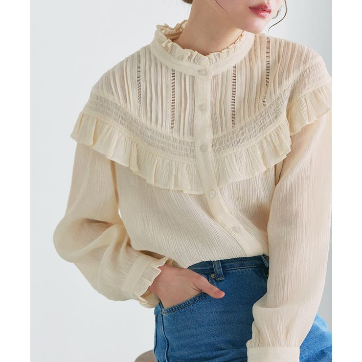 フリルシャーリングブラウス 大人 フェミニン | Pierrot | 詳細画像14 