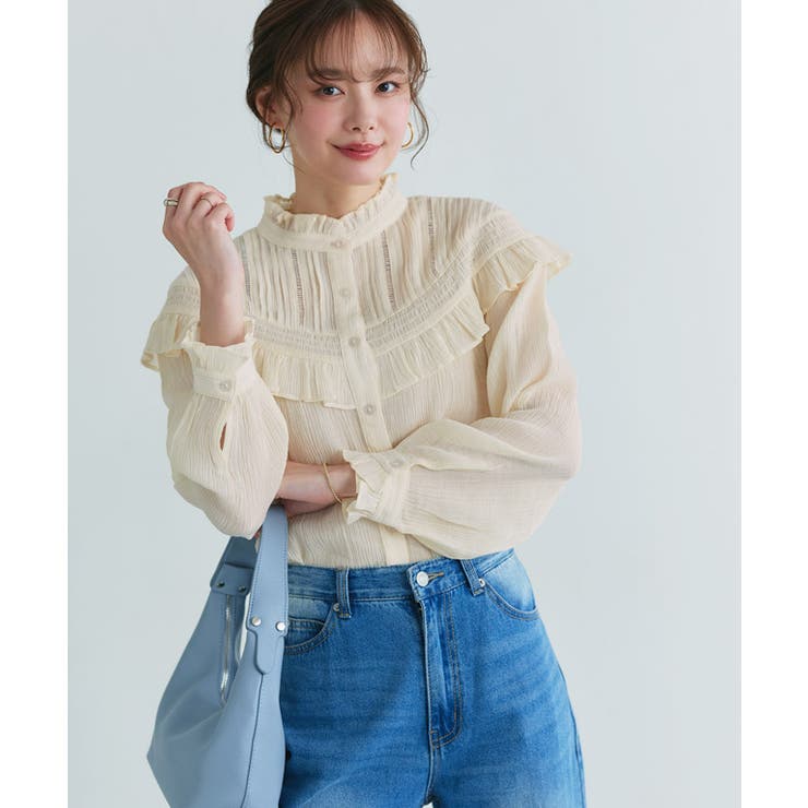 フリルシャーリングブラウス 大人 フェミニン | Pierrot | 詳細画像16 