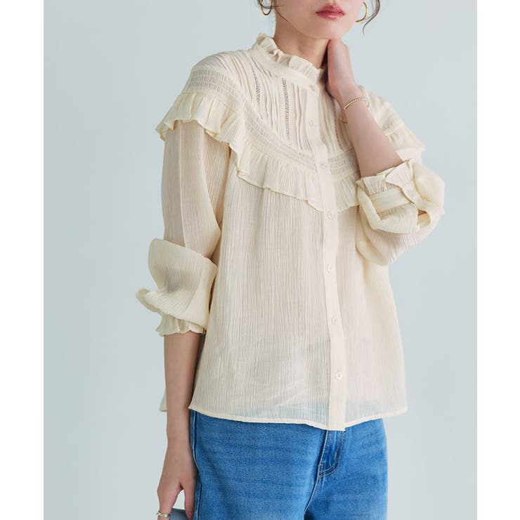 フリルシャーリングブラウス 大人 フェミニン | Pierrot | 詳細画像18 