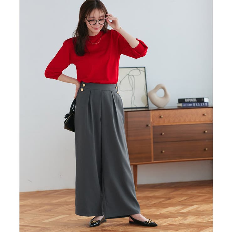 ゴールドボタンワイドパンツ クラシカル タック | Pierrot | 詳細画像31 
