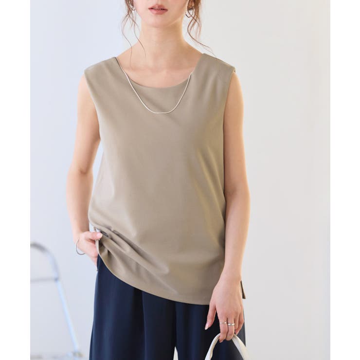 グレージュ | 2wayカットジョーゼットノースリーブトップス さらっと 快適 | Pierrot