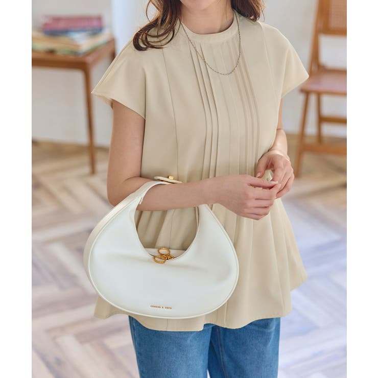 ベージュ | 【汗ジミ防止 接触冷感】ピンタックフレアブラウス 上品 | Pierrot