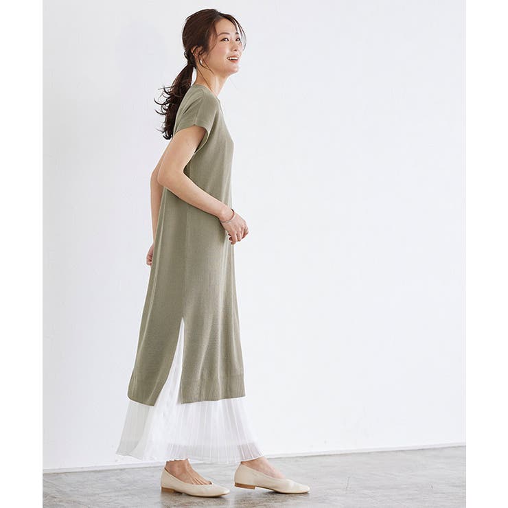 プリーツインナーセットロングニット ニット ロングニット