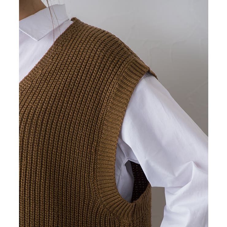 ニットベスト×ロングシャツセット ブラウス シャツ ベスト ニット | Pierrot | 詳細画像5 