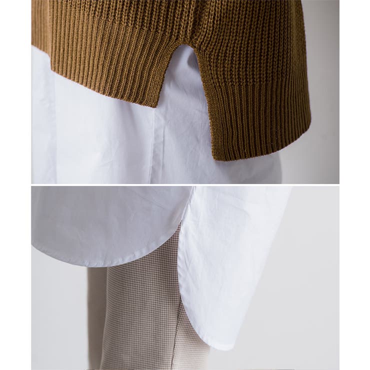 ニットベスト×ロングシャツセット ブラウス シャツ ベスト ニット [品番：PRTW0003115]｜Pierrot（ピエロ）のレディースファッション通販｜SHOPLIST（ショップリスト）