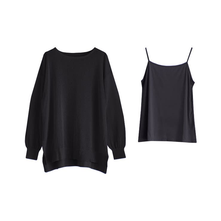 ブラック | インナー付きシアーニット ニット シアー | Pierrot