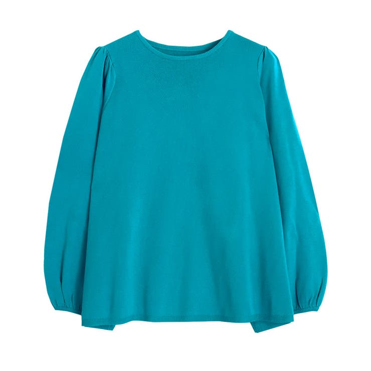 ターコイズブルー | パフボリュームスリーブフレアニット ニット ボリュームスリーブ | Pierrot