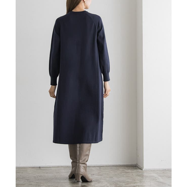 【美品】ルネ ニットワンピース ライトピンク ひざ丈フレア Aライン 美品】ルネ ニットワンピース ライトピンク ひざ丈フレア Aライン