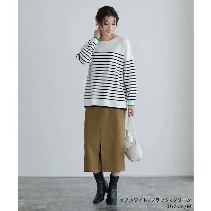 バイカラーリブボーダーニット ニット ボーダー[品番