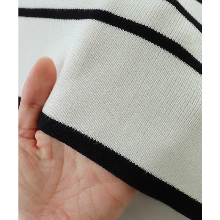 バイカラーリブボーダーニット ニット ボーダー[品番：PRTW0004421