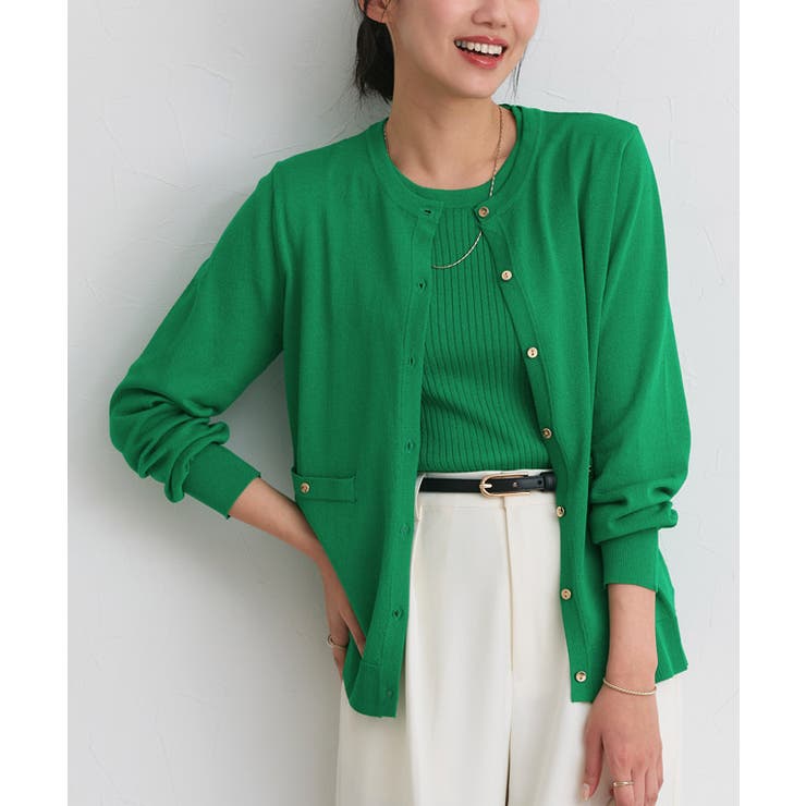 グリーン | ゴールドボタンアンサンブルニット 春 アンサンブルニット | Pierrot