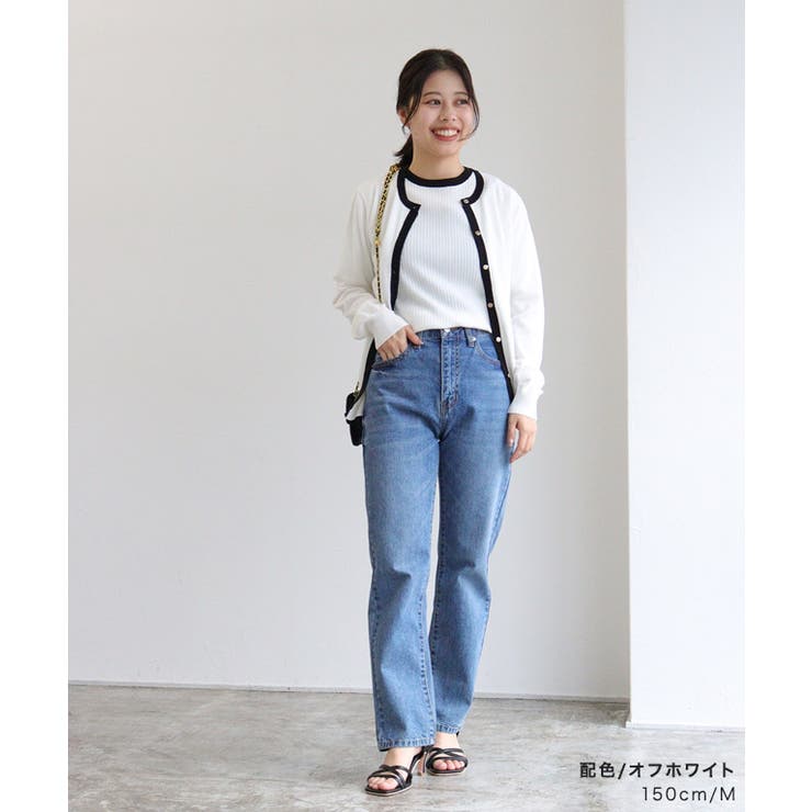 ゴールドボタンアンサンブルニット 春 アンサンブルニット[品番