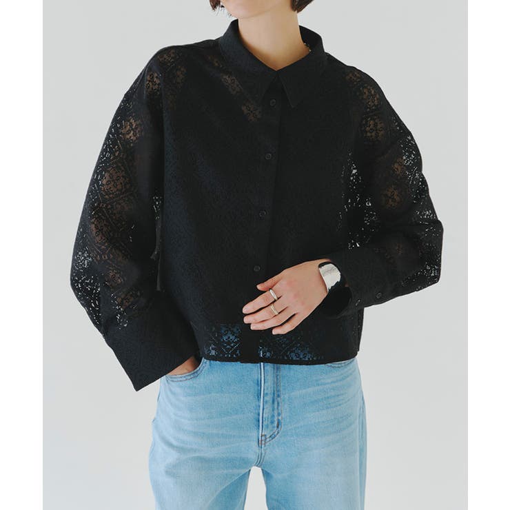 [RASW]レースクロップドワイドシャツ シャツ クロップド丈 | Pierrot | 詳細画像6 