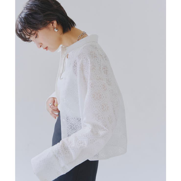 [RASW]レースクロップドワイドシャツ シャツ クロップド丈 | Pierrot | 詳細画像15 