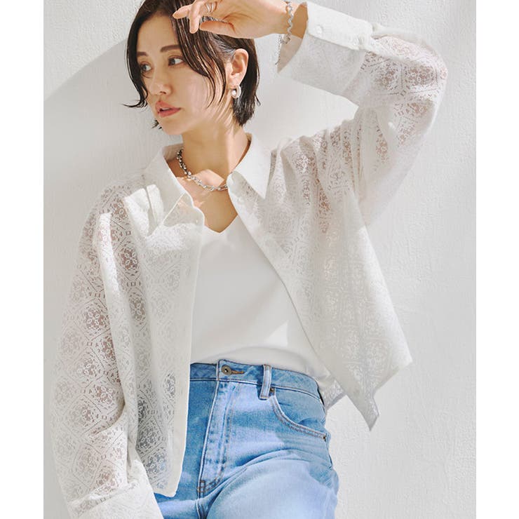 [RASW]レースクロップドワイドシャツ シャツ クロップド丈 | Pierrot | 詳細画像17 