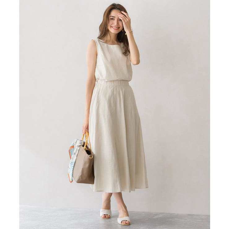 綿麻フレアスカートセットアップ ノースリーブ タンク タンクトップ トップス | Pierrot | 詳細画像7 