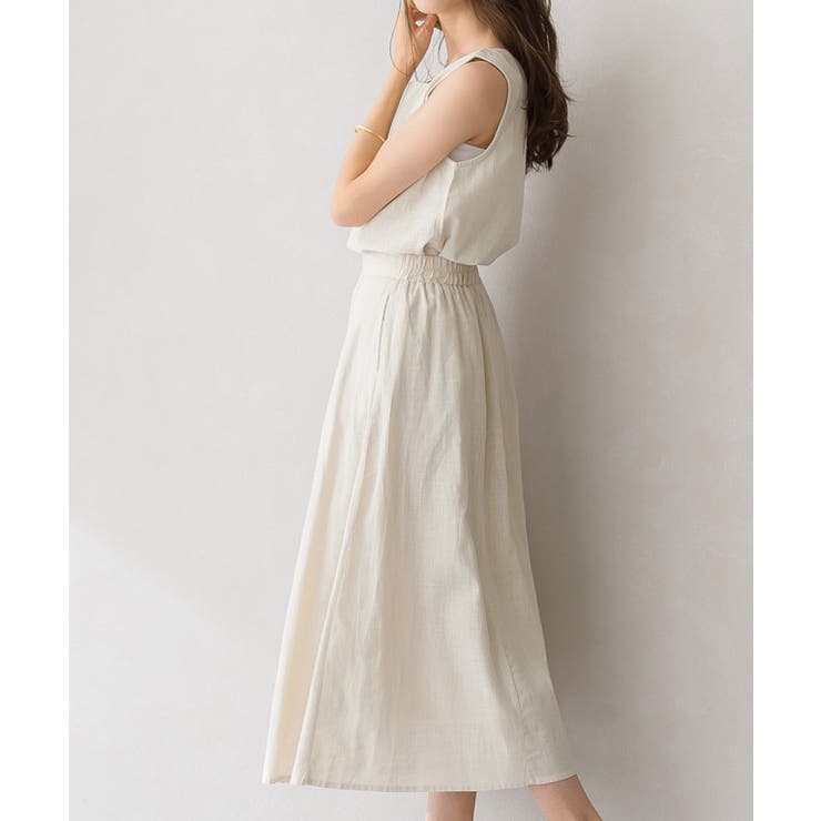 綿麻フレアスカートセットアップ ノースリーブ タンク タンクトップ トップス | Pierrot | 詳細画像8 