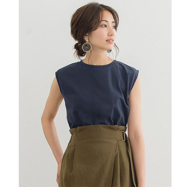 ネイビー | ノースリーブトップスノースリーブ トップス クルーネック タンクトップ | Pierrot