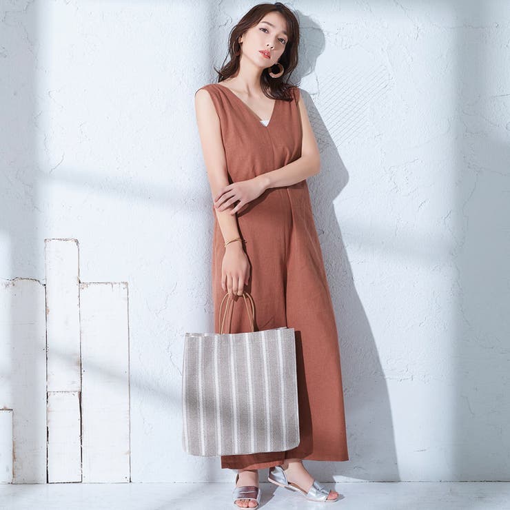 テラコッタオレンジ | バックリボン 綿麻 オールインワンバックリボン 綿 麻 綿麻 洗濯 洗える | Pierrot