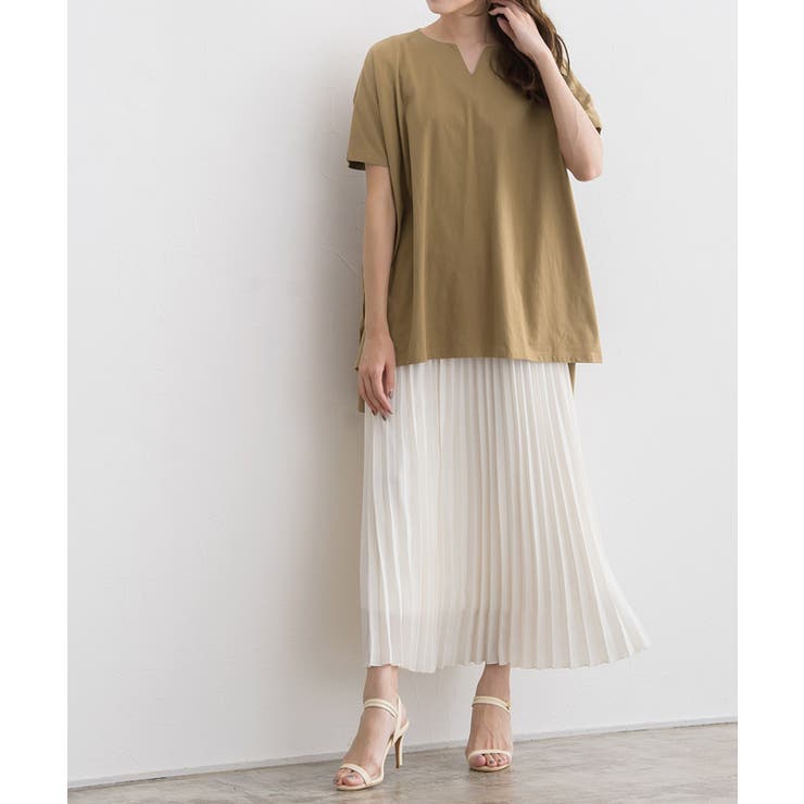 キーネックオーバーTシャツ オーバーサイズ キーネック キーネックTシャツ | Pierrot | 詳細画像18 
