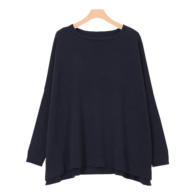 ネイビー | リッチカシミヤタッチオーバーサイズニット ニット もっちり | Pierrot