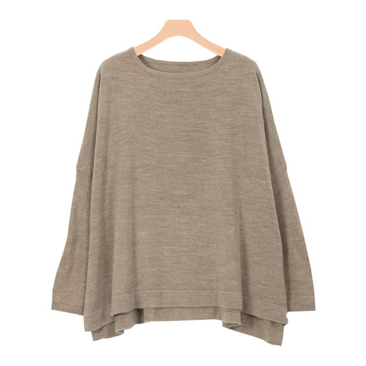 杢キャメル | リッチカシミヤタッチオーバーサイズニット ニット もっちり | Pierrot