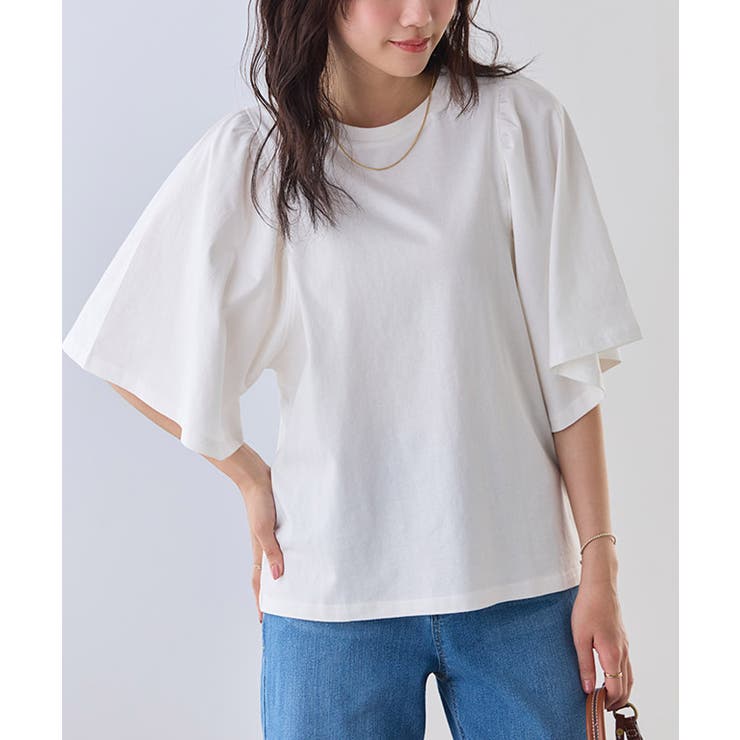 オフホワイト | ギャザースリーブTシャツ Tシャツ カットソー | Pierrot