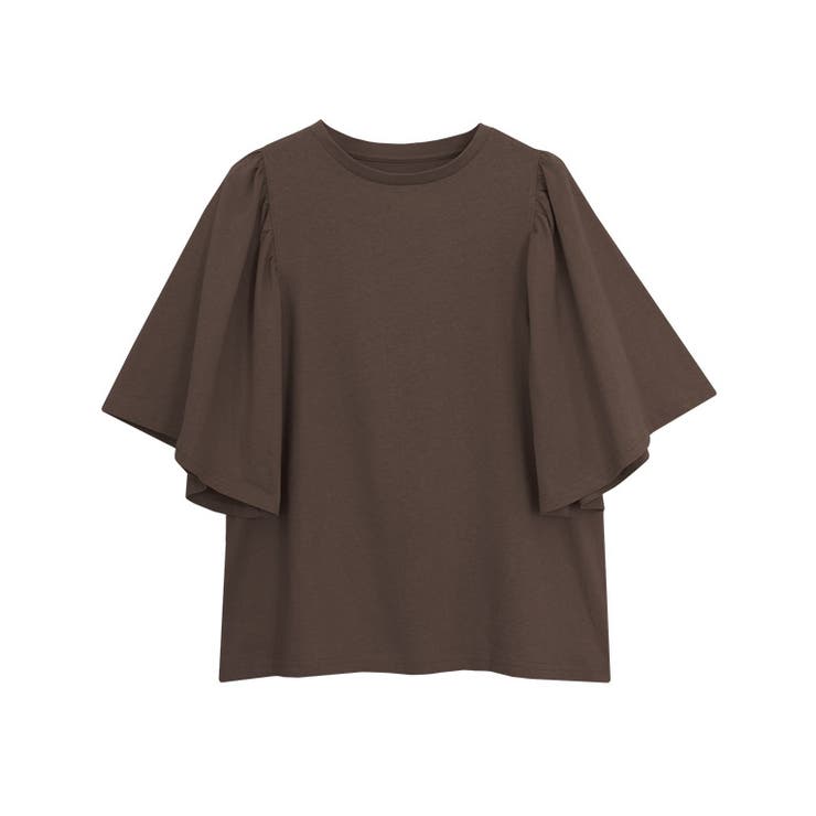 ブラウン | ギャザースリーブTシャツ Tシャツ カットソー | Pierrot