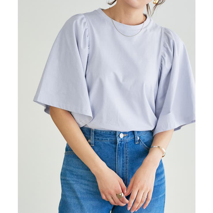 アイスブルー | ギャザースリーブTシャツ Tシャツ カットソー | Pierrot