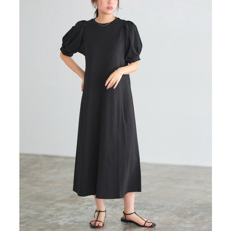 LA POMME petit ワンピース　パフスリーブ Puff Sleeve Denim One Piece/パフスリーブデニムワンピース