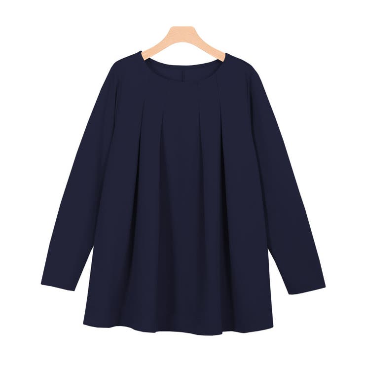 ネイビー | ペアスキンタックフレアブラウス ペアスキン ブラウス フレア | Pierrot