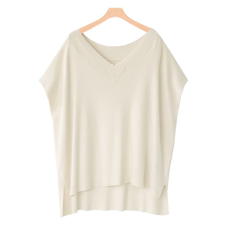 アイボリー | Vネックルーズニットベスト ベスト Vネック | Pierrot