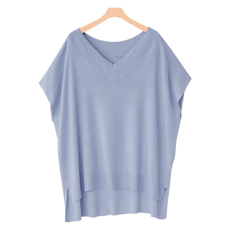 ブルー | Vネックルーズニットベスト ベスト Vネック | Pierrot