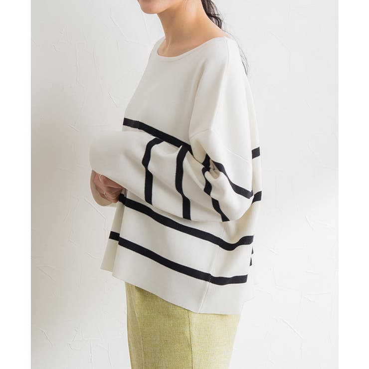 ボートネックボーダーニットプルオーバー ニット セーター | Pierrot | 詳細画像8 