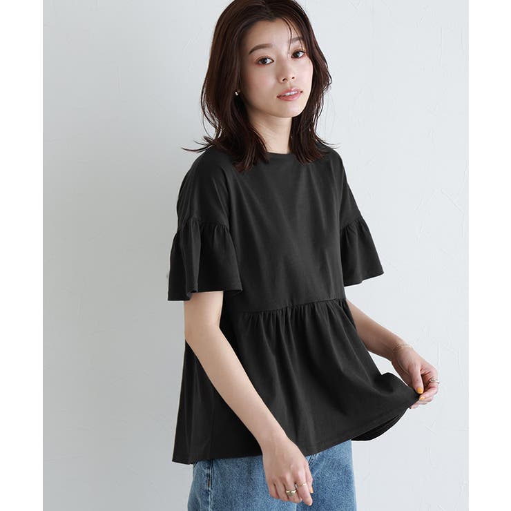 綿100％ ギャザーフリルスリーブTシャツ Tシャツ | Pierrot | 詳細画像25 