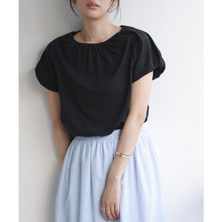 ブラック | フレンチパフスリーブTシャツ Tシャツ パフスリーブ | Pierrot