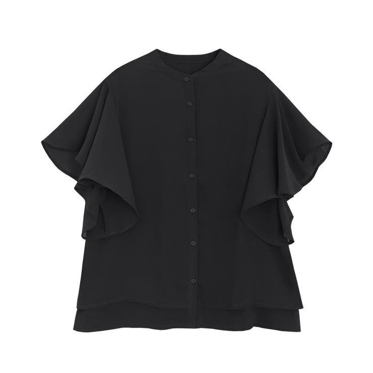 ブラック | フレアスリーブシアー楊柳ブラウス ブラウス シアー | Pierrot