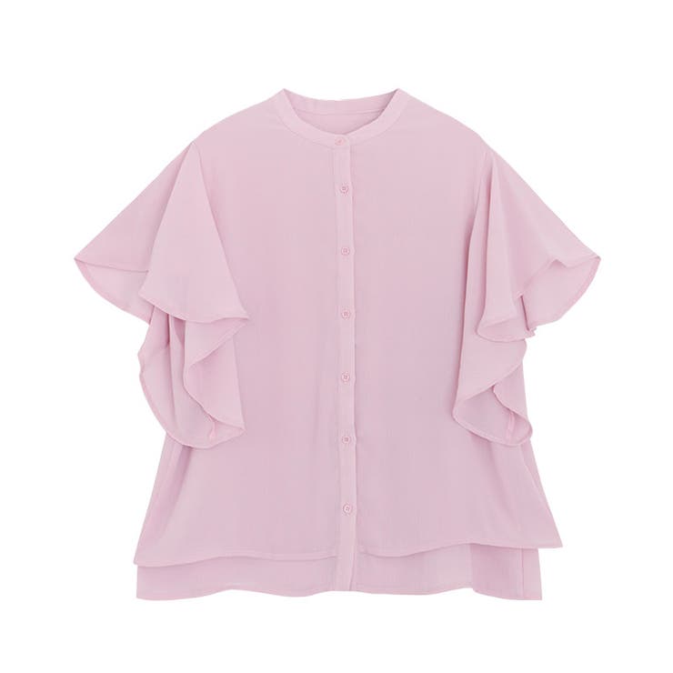 ピンク | フレアスリーブシアー楊柳ブラウス ブラウス シアー | Pierrot