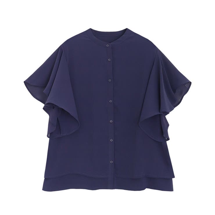 ネイビー | フレアスリーブシアー楊柳ブラウス ブラウス シアー | Pierrot