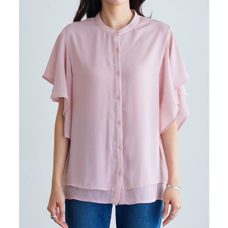 フレアスリーブシアー楊柳ブラウス ブラウス シアー | Pierrot | 詳細画像7 