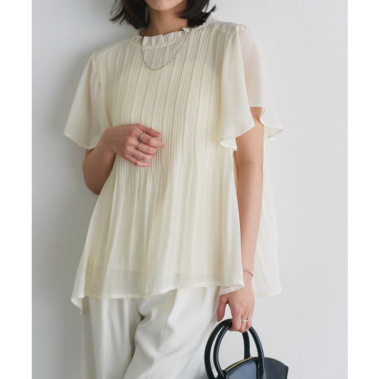 アイボリー | フレアスリーブプリーツブラウス ブラウス シフォン | Pierrot