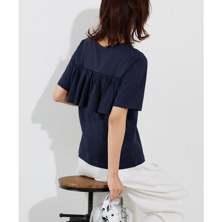 ネイビー | バックフレアデザインTシャツ Ｔシャツ バックフレア | Pierrot