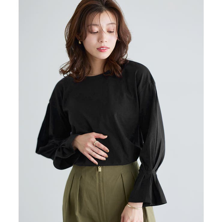 ブラック | キャンディピンタックスリーブカットソー カットソー キャンディスリーブ | Pierrot