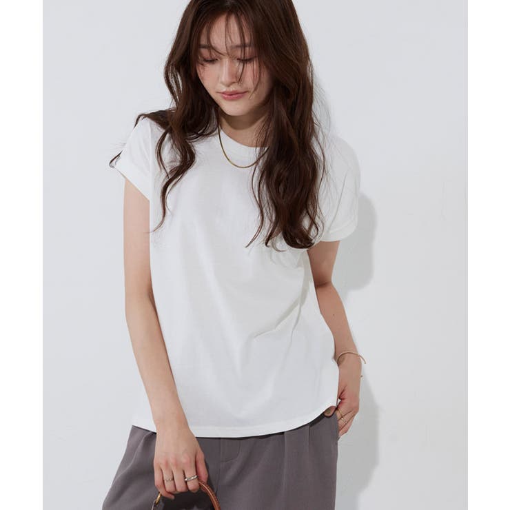 ネックが選べる綿100%フレンチスリーブベーシックTシャツ Tシャツ