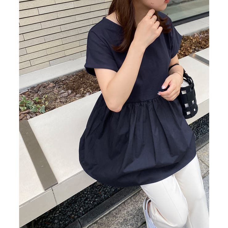 ドッキングヘムフレンチTシャツ Tシャツ フレンチ袖[品番
