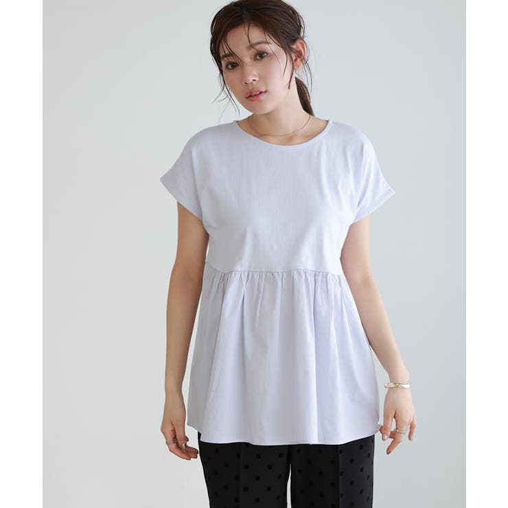 アイスブルー | ドッキングヘムフレンチTシャツ Ｔシャツ フレンチ袖 | Pierrot