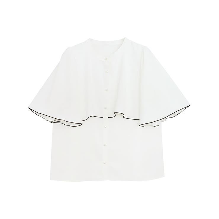 オフホワイト×ブラック | 防汚ケープデザインブラウス ブラウス 防汚加工 | Pierrot